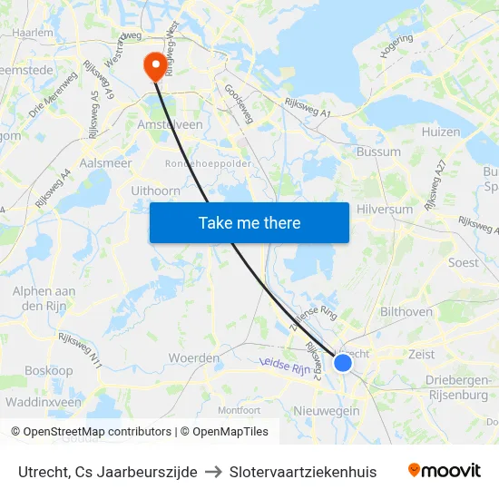 Utrecht, Cs Jaarbeurszijde to Slotervaartziekenhuis map