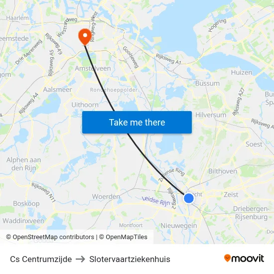 Cs Centrumzijde to Slotervaartziekenhuis map