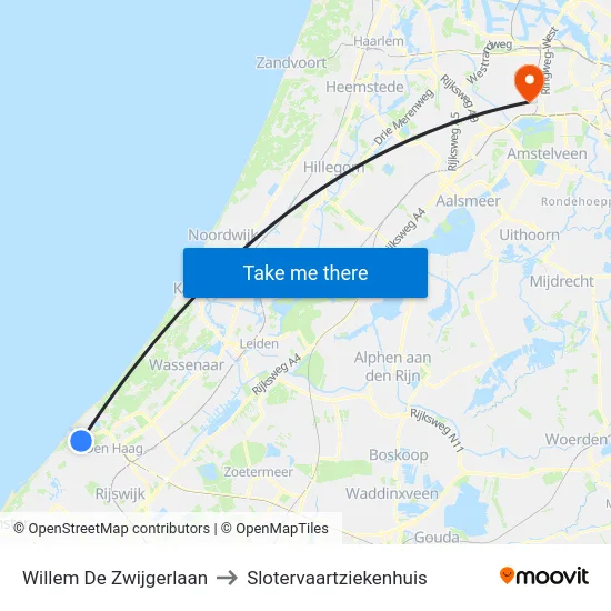 Willem De Zwijgerlaan to Slotervaartziekenhuis map