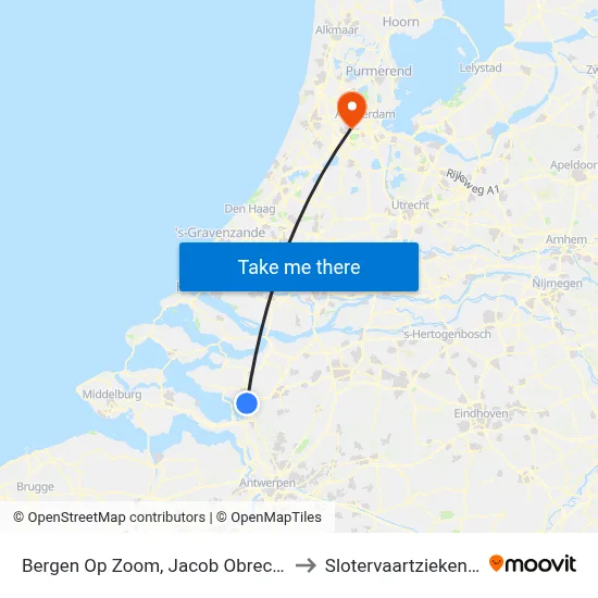 Bergen Op Zoom, Jacob Obrechtlaan to Slotervaartziekenhuis map