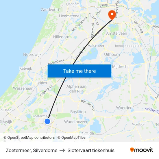 Zoetermeer, Silverdome to Slotervaartziekenhuis map