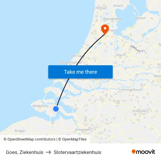 Goes, Ziekenhuis to Slotervaartziekenhuis map