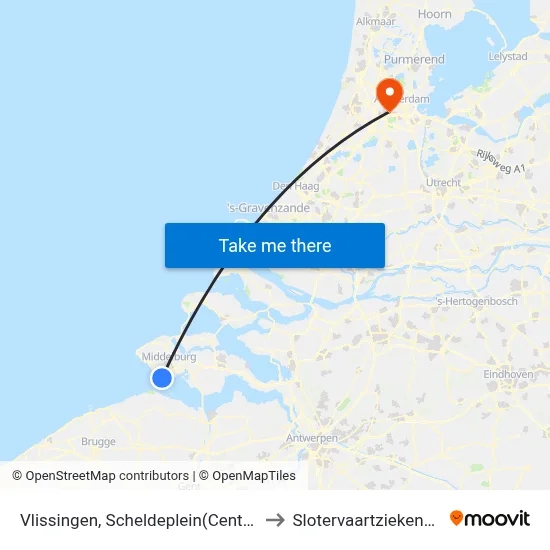 Vlissingen, Scheldeplein(Centrum) to Slotervaartziekenhuis map