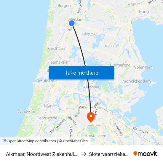 Alkmaar, Noordwest Ziekenhuisgroep to Slotervaartziekenhuis map