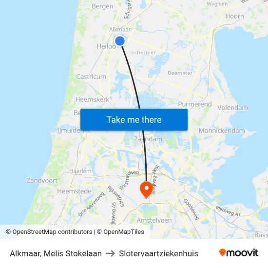 Alkmaar, Melis Stokelaan to Slotervaartziekenhuis map