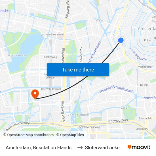Amsterdam, Busstation Elandsgracht to Slotervaartziekenhuis map