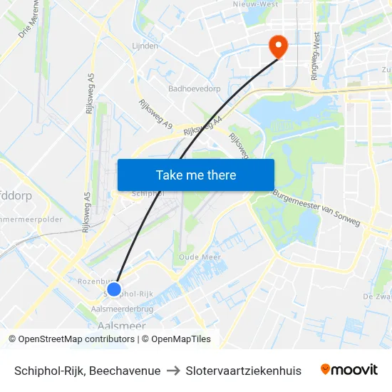 Schiphol-Rijk, Beechavenue to Slotervaartziekenhuis map