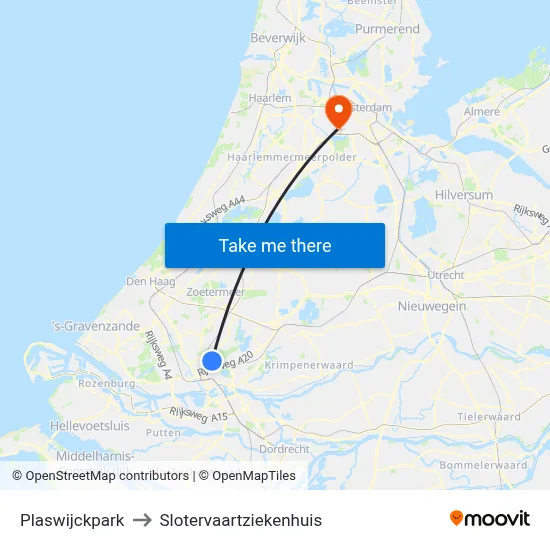 Plaswijckpark to Slotervaartziekenhuis map