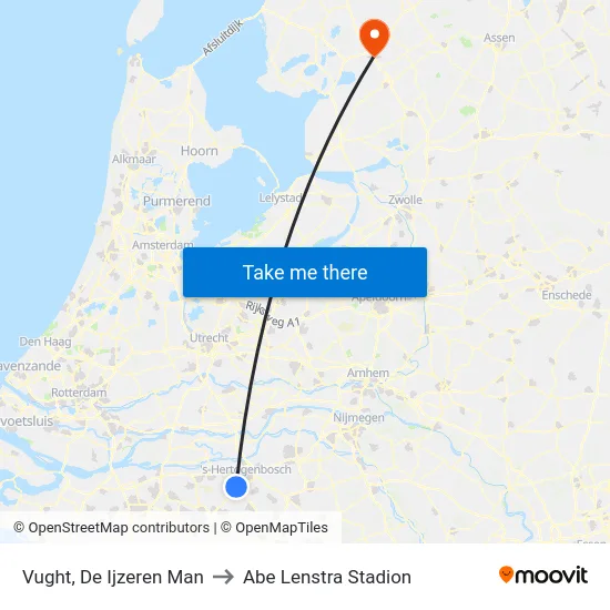 Vught, De Ijzeren Man to Abe Lenstra Stadion map