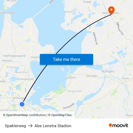 Spaklerweg to Abe Lenstra Stadion map