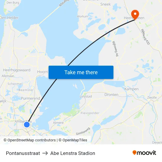 Pontanusstraat to Abe Lenstra Stadion map