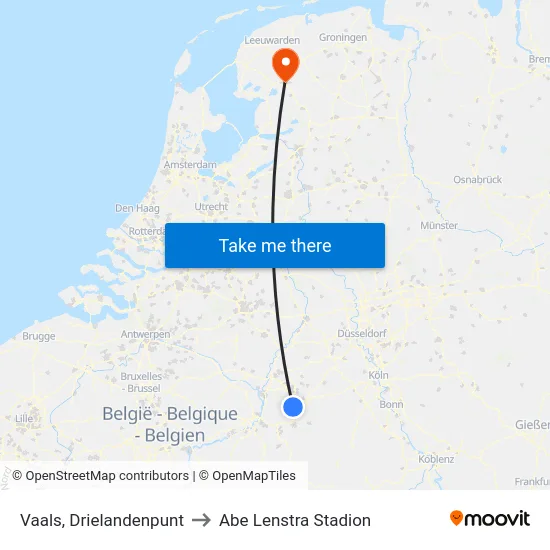 Vaals, Drielandenpunt to Abe Lenstra Stadion map