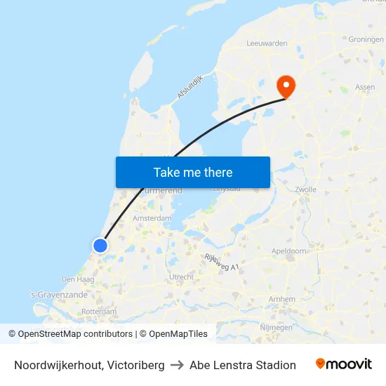 Noordwijkerhout, Victoriberg to Abe Lenstra Stadion map