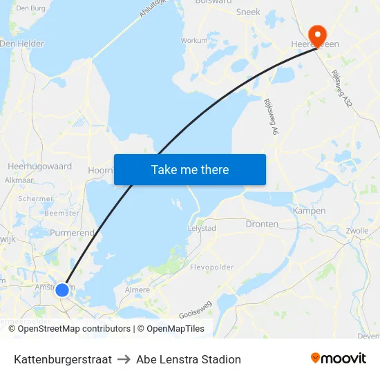 Kattenburgerstraat to Abe Lenstra Stadion map