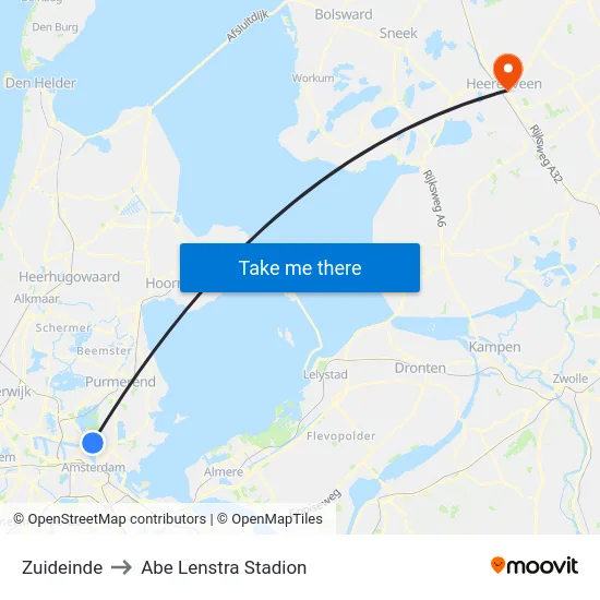 Zuideinde to Abe Lenstra Stadion map