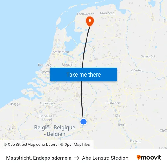 Maastricht, Endepolsdomein to Abe Lenstra Stadion map