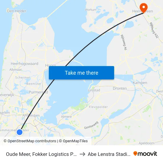 Oude Meer, Fokker Logistics Park to Abe Lenstra Stadion map