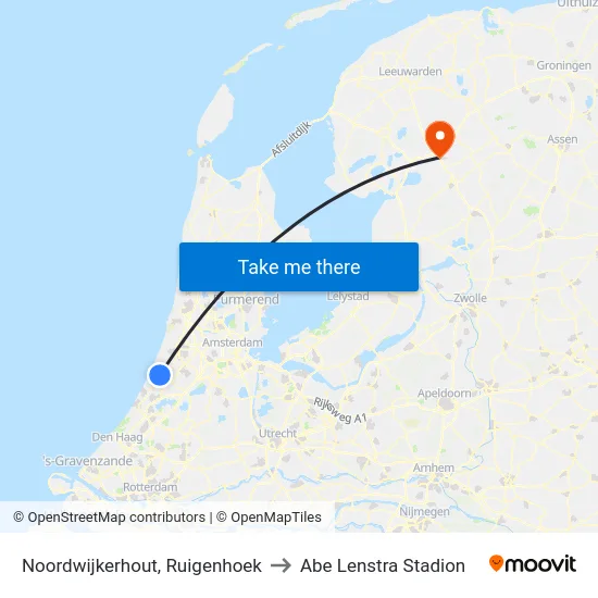 Noordwijkerhout, Ruigenhoek to Abe Lenstra Stadion map
