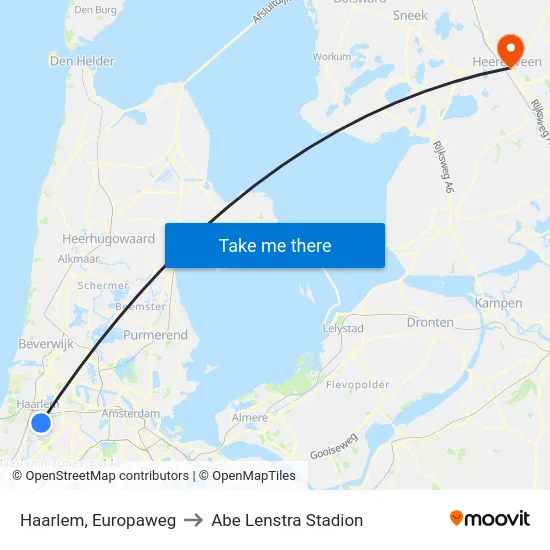 Haarlem, Europaweg to Abe Lenstra Stadion map