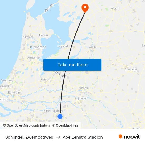 Schijndel, Zwembadweg to Abe Lenstra Stadion map