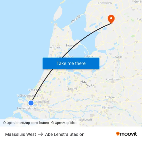 Maassluis West to Abe Lenstra Stadion map