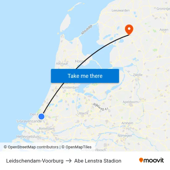 Leidschendam-Voorburg to Abe Lenstra Stadion map