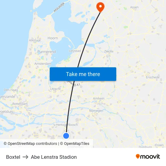 Boxtel to Abe Lenstra Stadion map