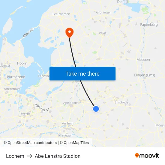 Lochem to Abe Lenstra Stadion map