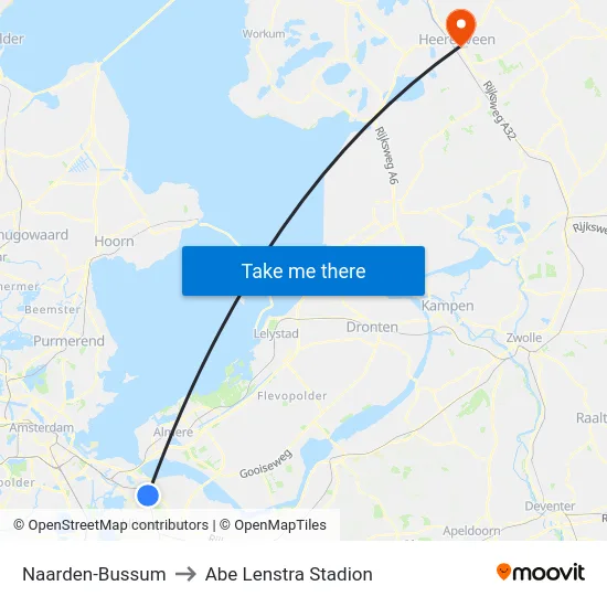 Naarden-Bussum to Abe Lenstra Stadion map