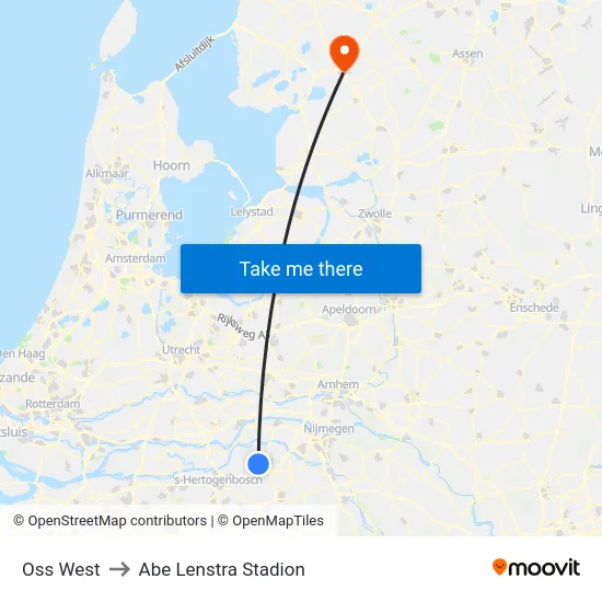 Oss West to Abe Lenstra Stadion map