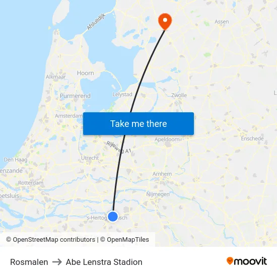 Rosmalen to Abe Lenstra Stadion map