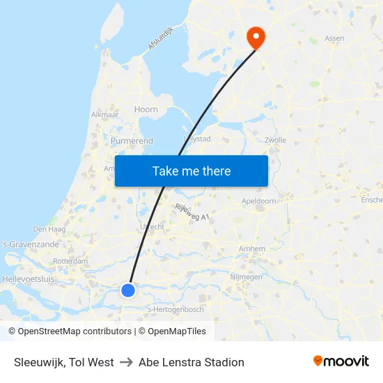Sleeuwijk, Tol West to Abe Lenstra Stadion map