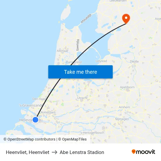 Heenvliet, Heenvliet to Abe Lenstra Stadion map