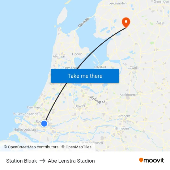 Station Blaak to Abe Lenstra Stadion map