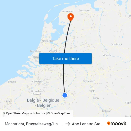 Maastricht, Brusselseweg/Hs. Zuyd to Abe Lenstra Stadion map