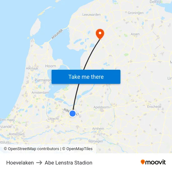 Hoevelaken to Abe Lenstra Stadion map