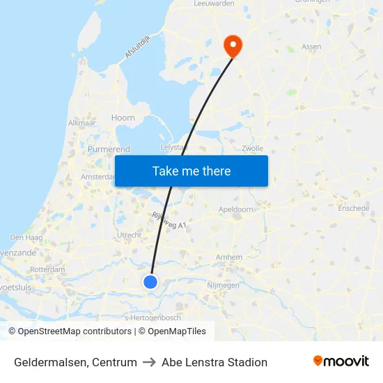 Geldermalsen, Centrum to Abe Lenstra Stadion map