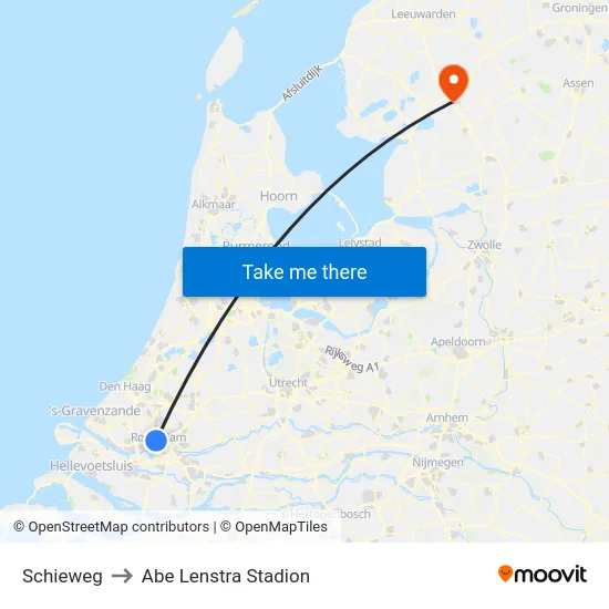 Schieweg to Abe Lenstra Stadion map