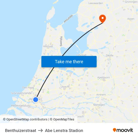 Benthuizerstraat to Abe Lenstra Stadion map