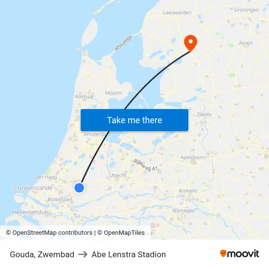 Gouda, Zwembad to Abe Lenstra Stadion map
