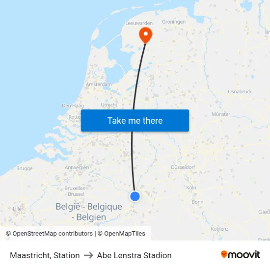 Maastricht, Station to Abe Lenstra Stadion map