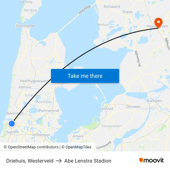 Driehuis, Westerveld to Abe Lenstra Stadion map