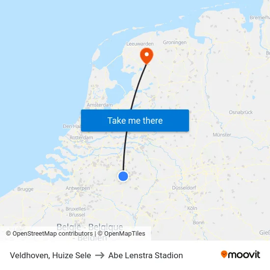 Veldhoven, Huize Sele to Abe Lenstra Stadion map