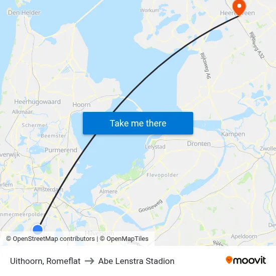 Uithoorn, Romeflat to Abe Lenstra Stadion map