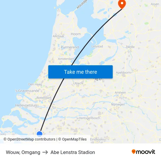 Wouw, Omgang to Abe Lenstra Stadion map