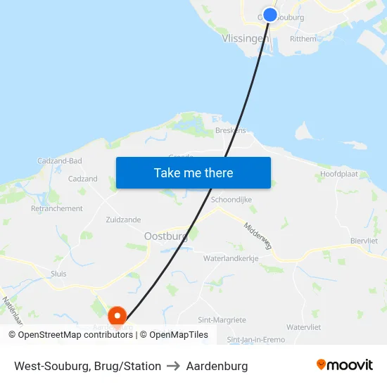West-Souburg, Brug/Station to Aardenburg map