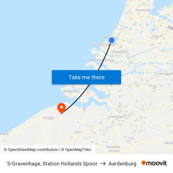 'S-Gravenhage, Station Hollands Spoor to Aardenburg map
