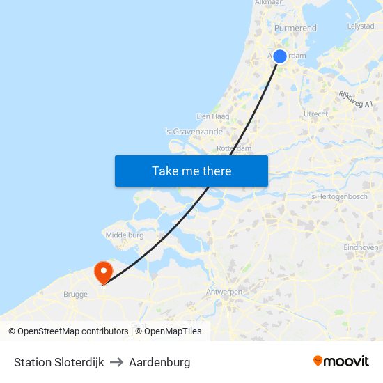 Station Sloterdijk to Aardenburg map