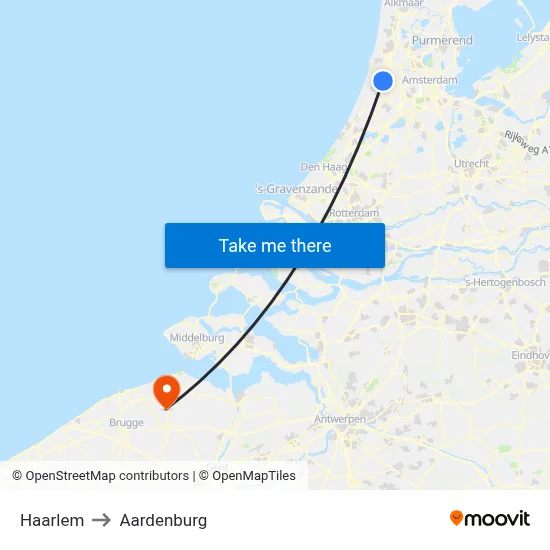 Haarlem to Aardenburg map