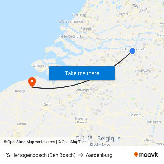 'S-Hertogenbosch (Den Bosch) to Aardenburg map